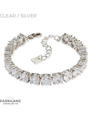 Park Lane Crystal Silver Tennis Impression Bracelet